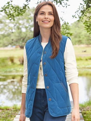 Knit-Collar Quilted Vest - Image 2 of 2