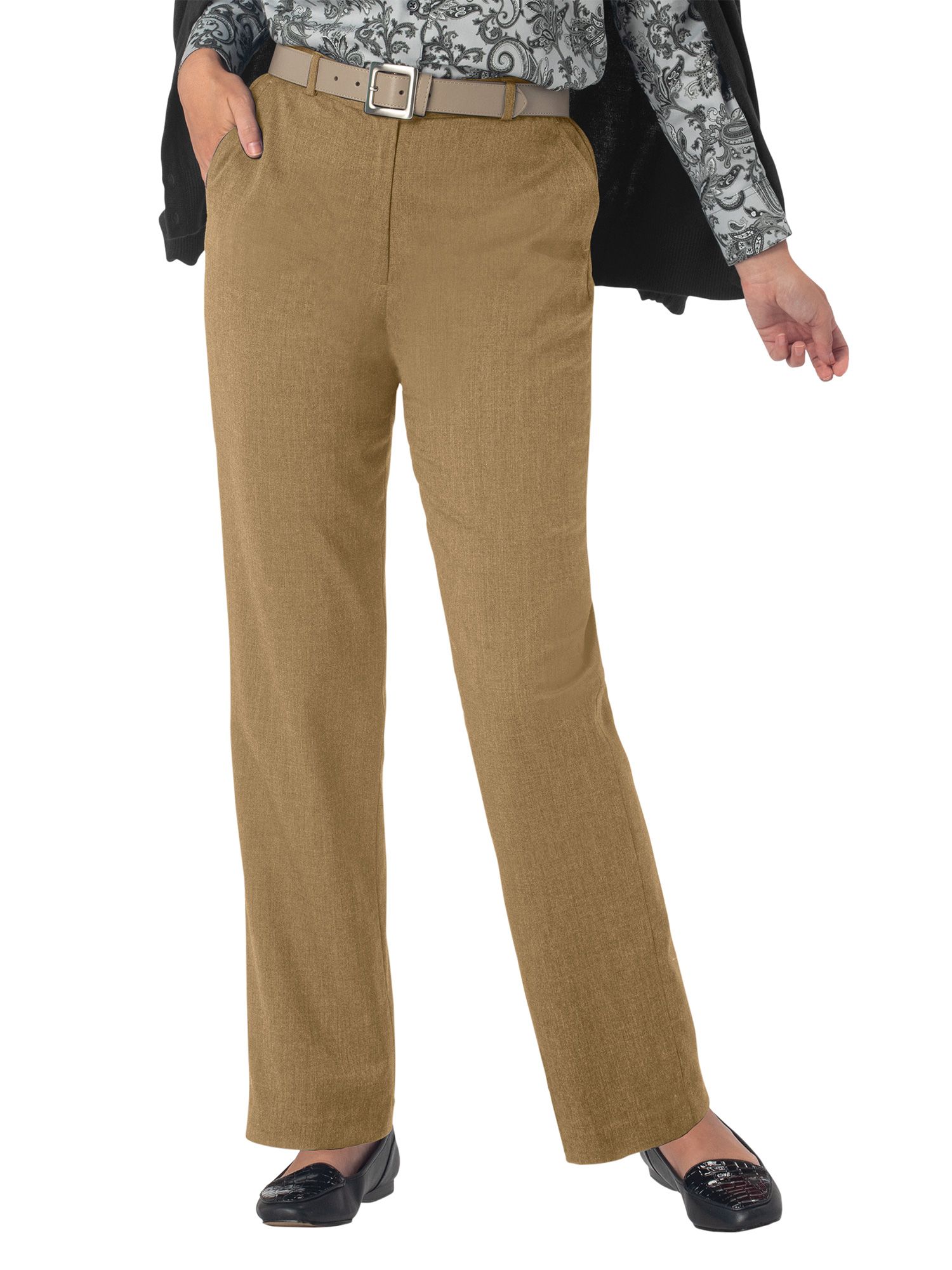 Stretch Wool Gabardine Fly-Front Pants