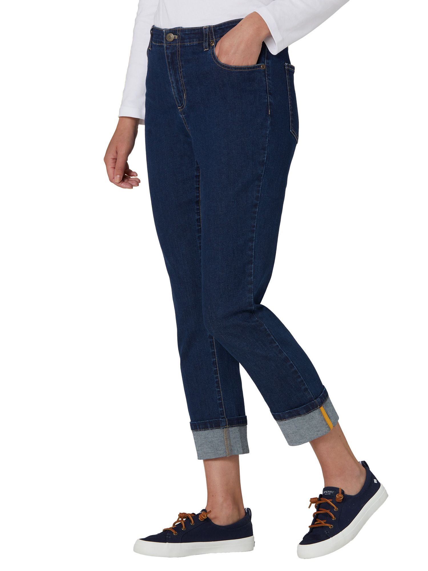 DreamFlex Denim Comfort-Waist Cuffed Jeans