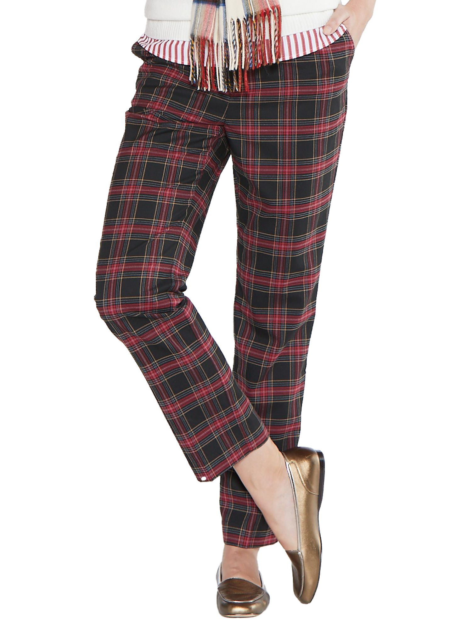 Tartan Plaid Comfort-Waist Pants