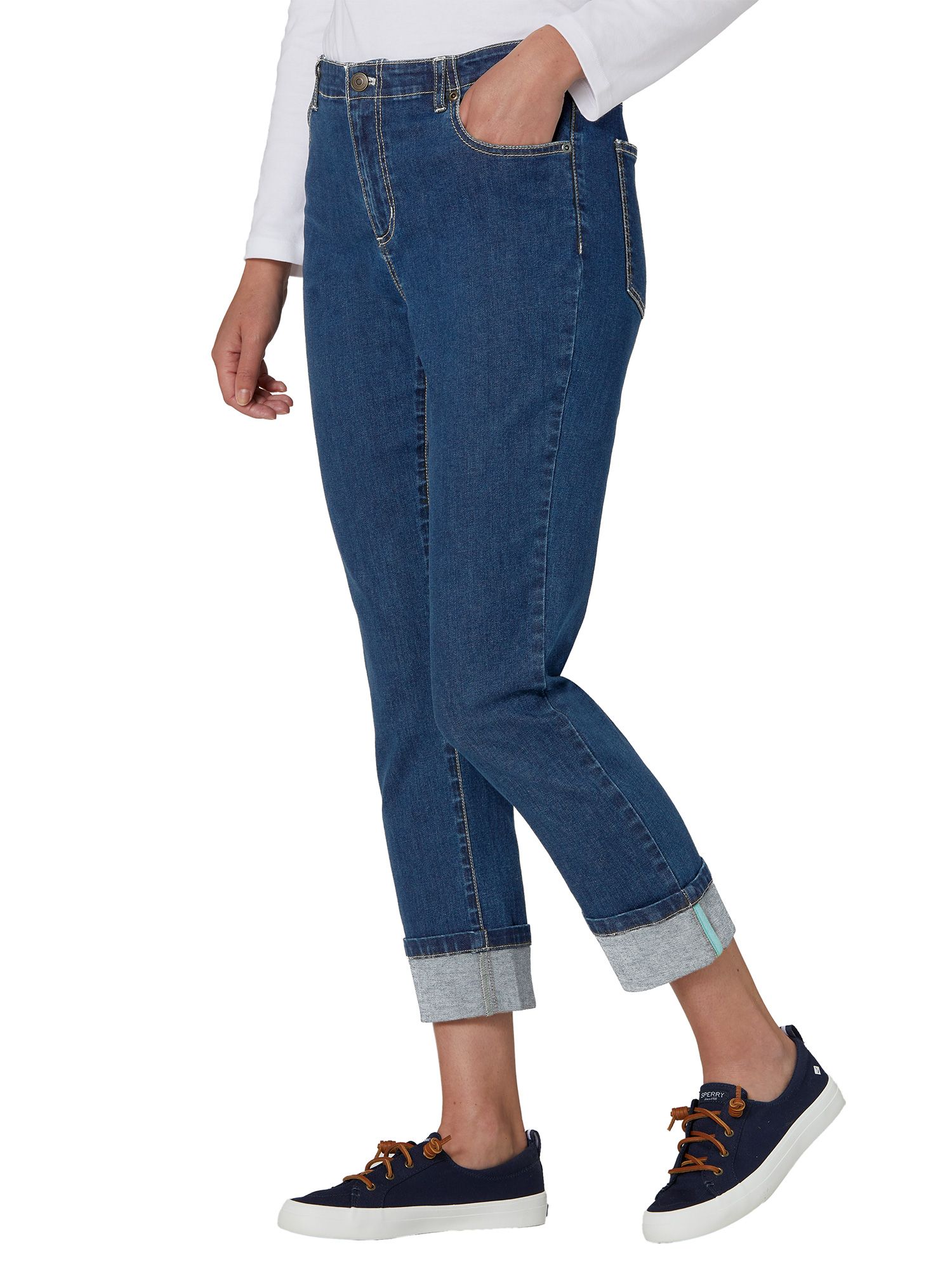 Dreamflex Cuffed Comfort-Waist Cropped Jeans