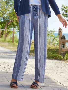 Variegated-Stripe Beach Pants