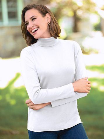 Essential Cotton Long-Sleeve Solid Turtleneck