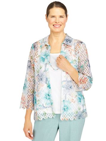 Alfred Dunner® Ladylike Trellis Two-For-One Top - Image 2 of 2