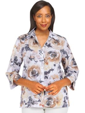 Alfred Dunner® Classic Watercolor Floral Burnout Shirt