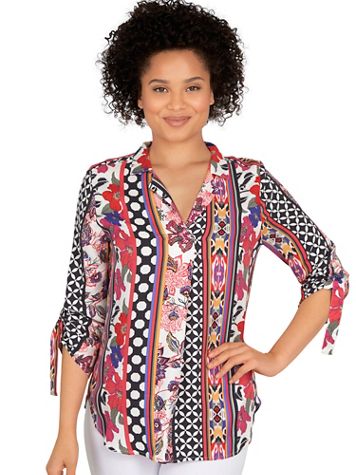 Ruby Rd® Bright And Bold Floral Melody Stripe Print Top - Image 2 of 2