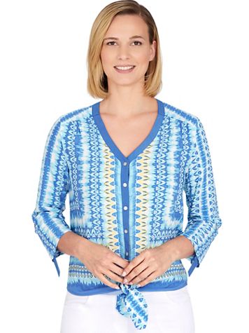 Ruby Rd® Pacific Muse Silk Fuji Ikat Print Shirt - Image 2 of 2