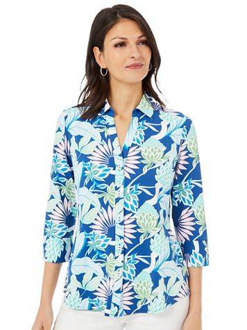 Mary 3/4 Sleeve Oasis Floral Jersey Shirt - Image 3 of 3