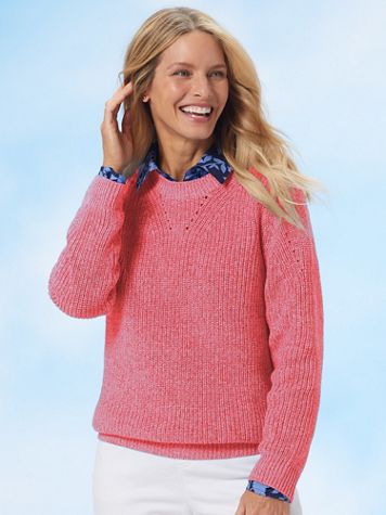 Shaker-Stitch Pullover Sweater - Image 1 of 6