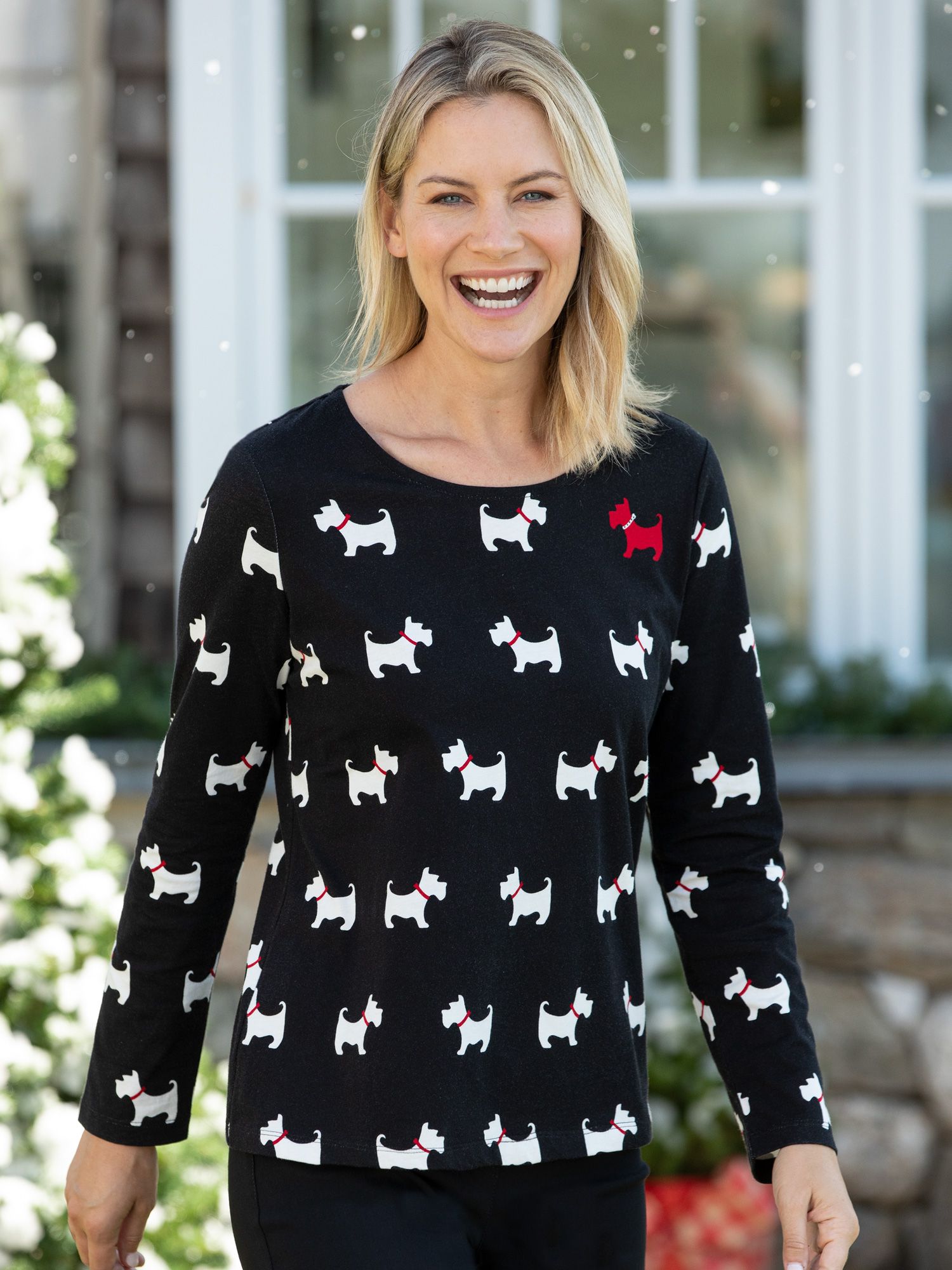 Scottie-Print Cotton Tee