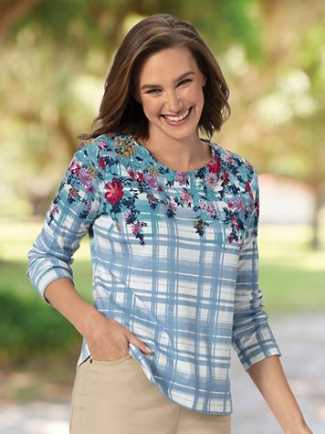 Trellis Blooms Cotton Tee - Image 1 of 2