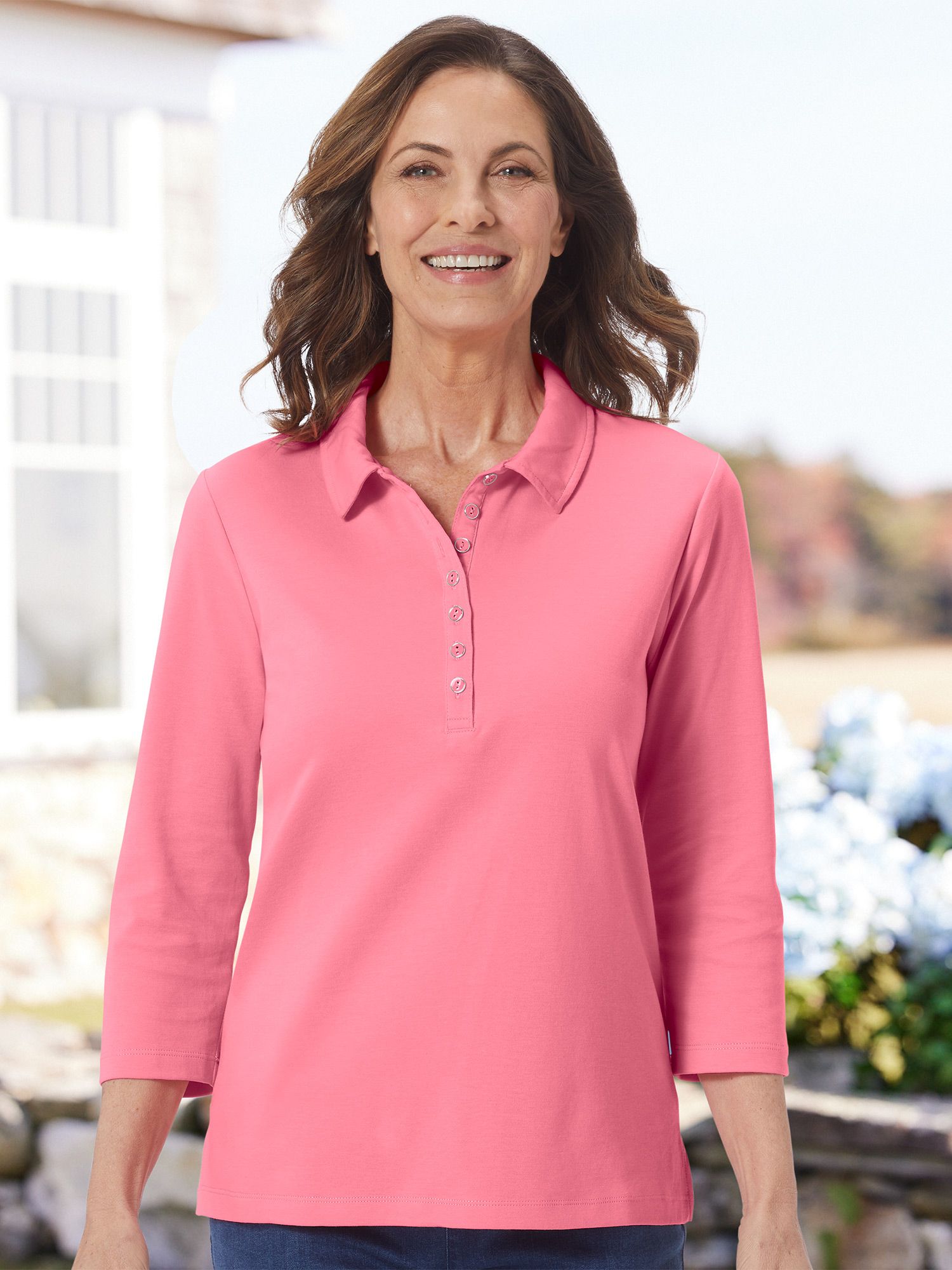 Essential Cotton 3/4 Sleeve Polo