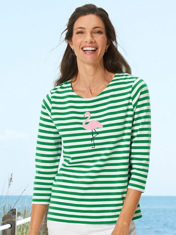Ocean Breeze Simply Stripes Cotton Tee - Image 1 of 3