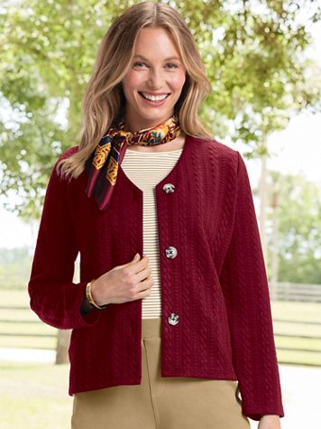 Cable-Textured Knit Cardigan - Image 1 of 5