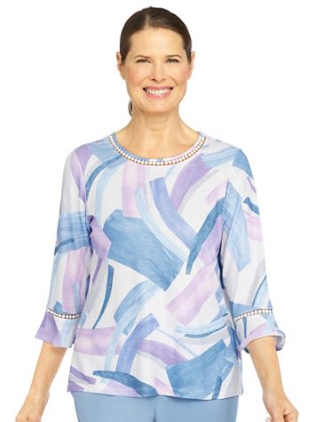 Alfred Dunner® Victoria Falls Brushstroke Print Top - Image 1 of 4