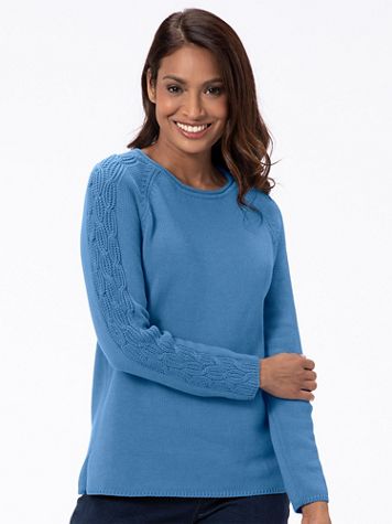 Cotton Cable-Sleeve Rollneck Sweater - Image 1 of 4