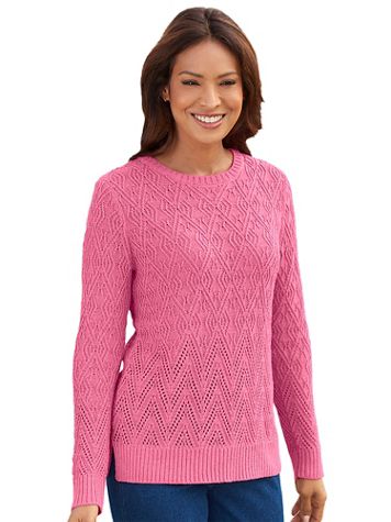 Heathered Diamond-Stitch Sweater - Image 3 of 4