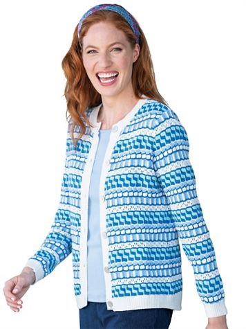 Mixed-Stitch Stripe Cardigan Sweater - Image 1 of 2