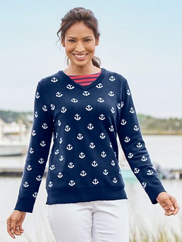 Anchors Aweigh V-Neck Sweater - Image 1 of 2