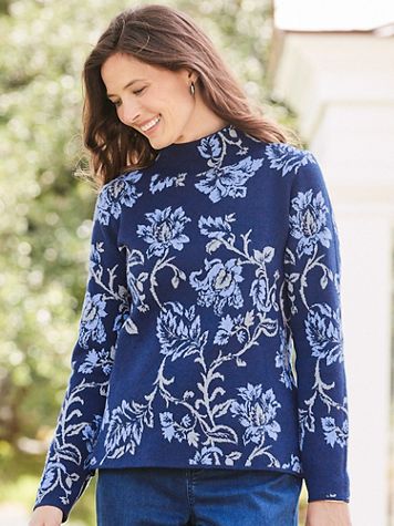 Floral Jacquard Mockneck Sweater - Image 1 of 4