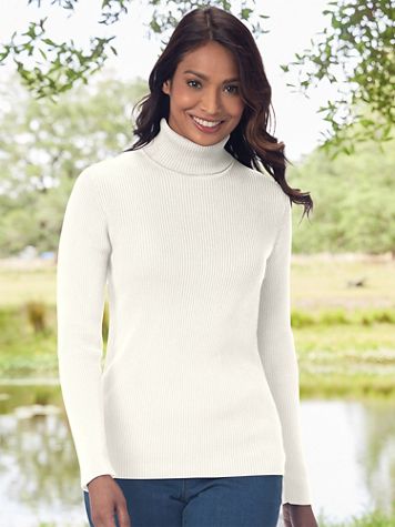 Ribbed Cotton Turtleneck Sweater