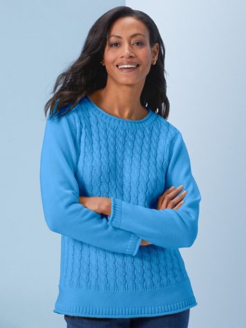 Diamond-Cable Cotton Rollneck Sweater - Image 1 of 5
