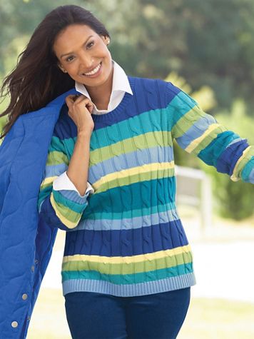 Cabana Stripe Cable Sweater - Image 1 of 4