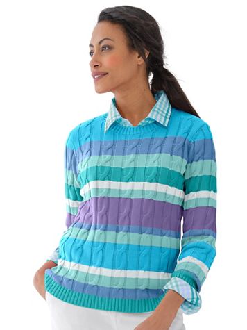 Cabana Stripe Cable Sweater - Image 1 of 2