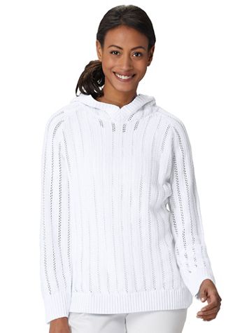 Pointelle Hoodie Sweater - Image 1 of 5