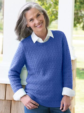 Cotton Basketweave Sweater - Image 1 of 3