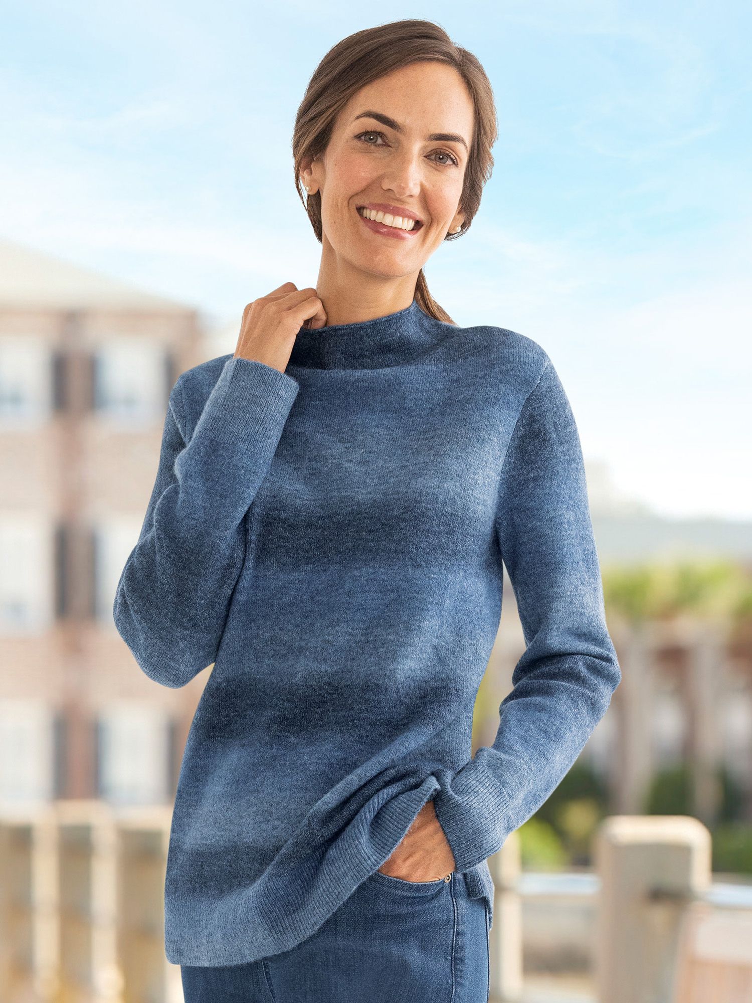 Ombre Mockneck Sweater