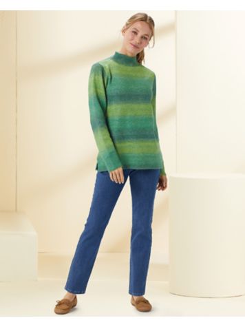 Ombre Mockneck Sweater & Liberty Knit Denim Jeans