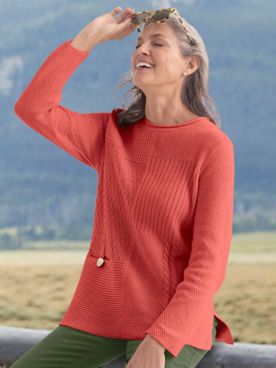 Mixed-Stitch Cotton Rollneck Sweater