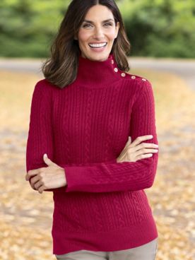 Iconic Cable Side-Button Mockneck