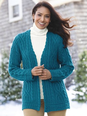 Limited-Edition Open-Front Mixed-Stitch Cardigan - Image 2 of 2