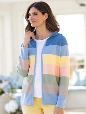 Wide Stripe Zip-Front Hoodie - Image 1 of 3
