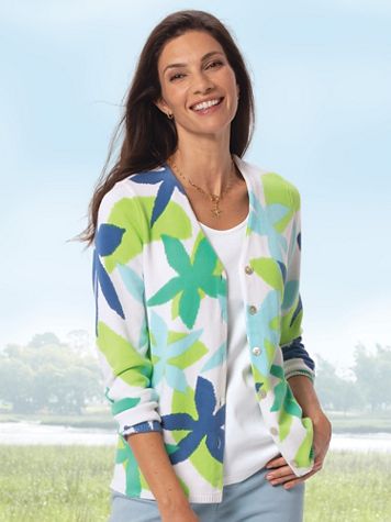Tossed Floral Cotton Print Cardigan - Image 1 of 1