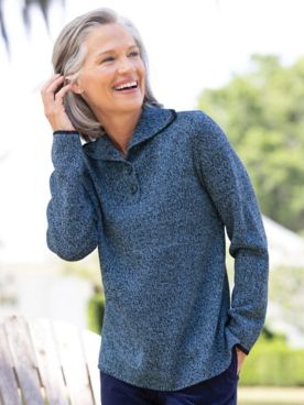 Marled Tipped Henley Sweater