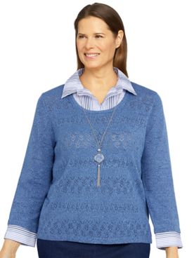 Alfred Dunner® Shenandoah  Valley  Pointelle Sweater