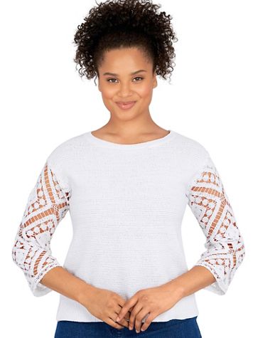 Ruby Rd® Pacific Muse Novelty Lace Sleeves Sweater - Image 2 of 2