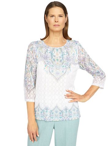 Alfred Dunner® Lady Like Medallion Floral Print Top - Image 2 of 2