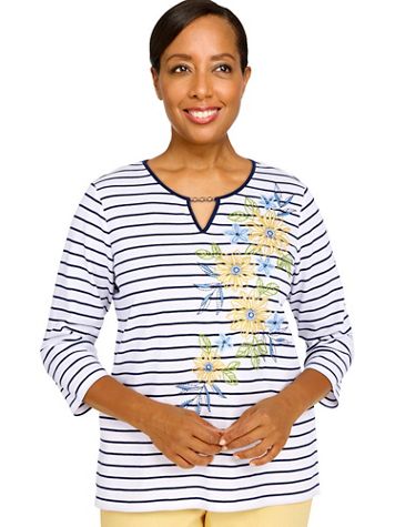 Alfred Dunner® Bright Idea Sunflower Embroidered Knit Top - Image 2 of 2