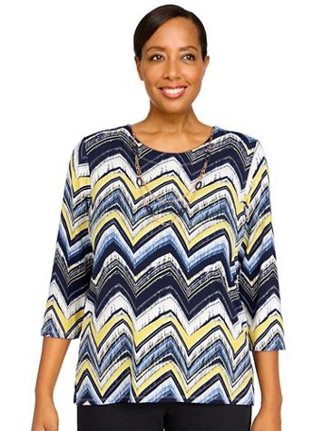 Alfred Dunner® Bright Idea Zig Zag Print Knit Top - Image 2 of 2