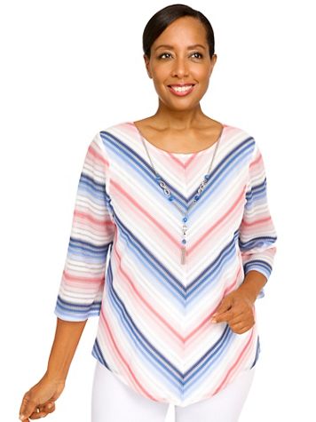 Alfred Dunner® Peace Of Mind Ombre Chevron Stripe Top - Image 2 of 2