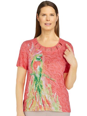 Alfred Dunner® Key Largo Watercolor Parrot Print Top - Image 2 of 2