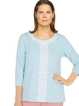 Alfred Dunner® Isle Of Capri Mini Striped Floral Lace Top