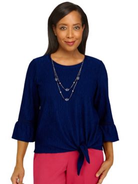 Alfred Dunner Happy Hour Solid Textured Knit Top