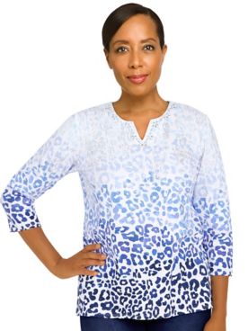Alfred Dunner® Classic Split Neck Animal Ombre Top