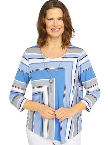 Alfred Dunner® Classic Spliced Stripe Top - Image 1 of 2