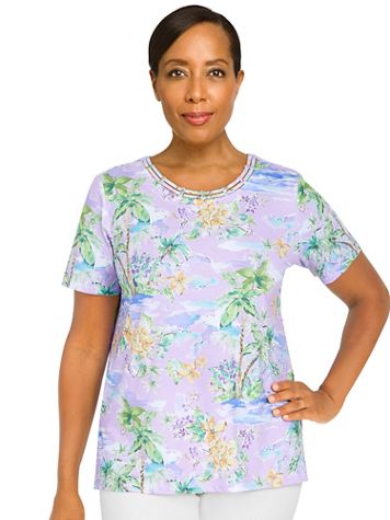 Alfred Dunner® Classic Island Tropical Scene Top - Image 2 of 2
